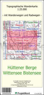 Hüttener Berge - Wittensee - Bistensee Topographische Wanderkarte mit Wanderwegen und Radwegen 1:25.000 Schleswig-Holstein - ProjektNord Sorry, Titelbild fehlt